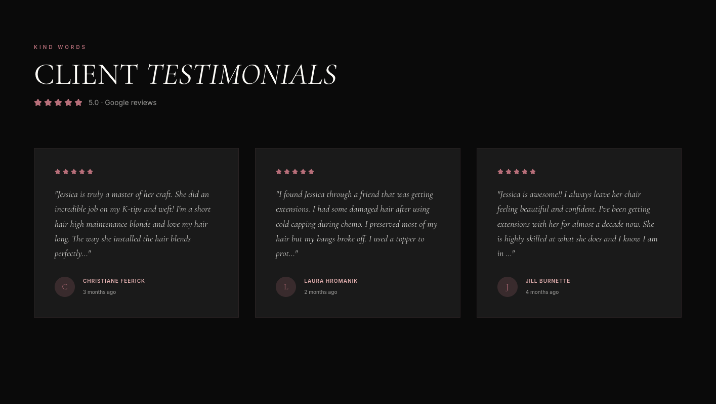 Client testimonials