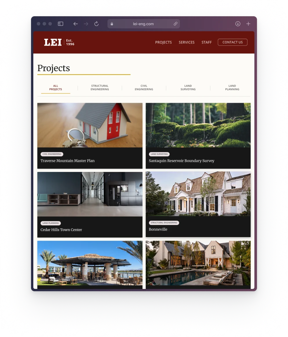 LEI Engineering website services
