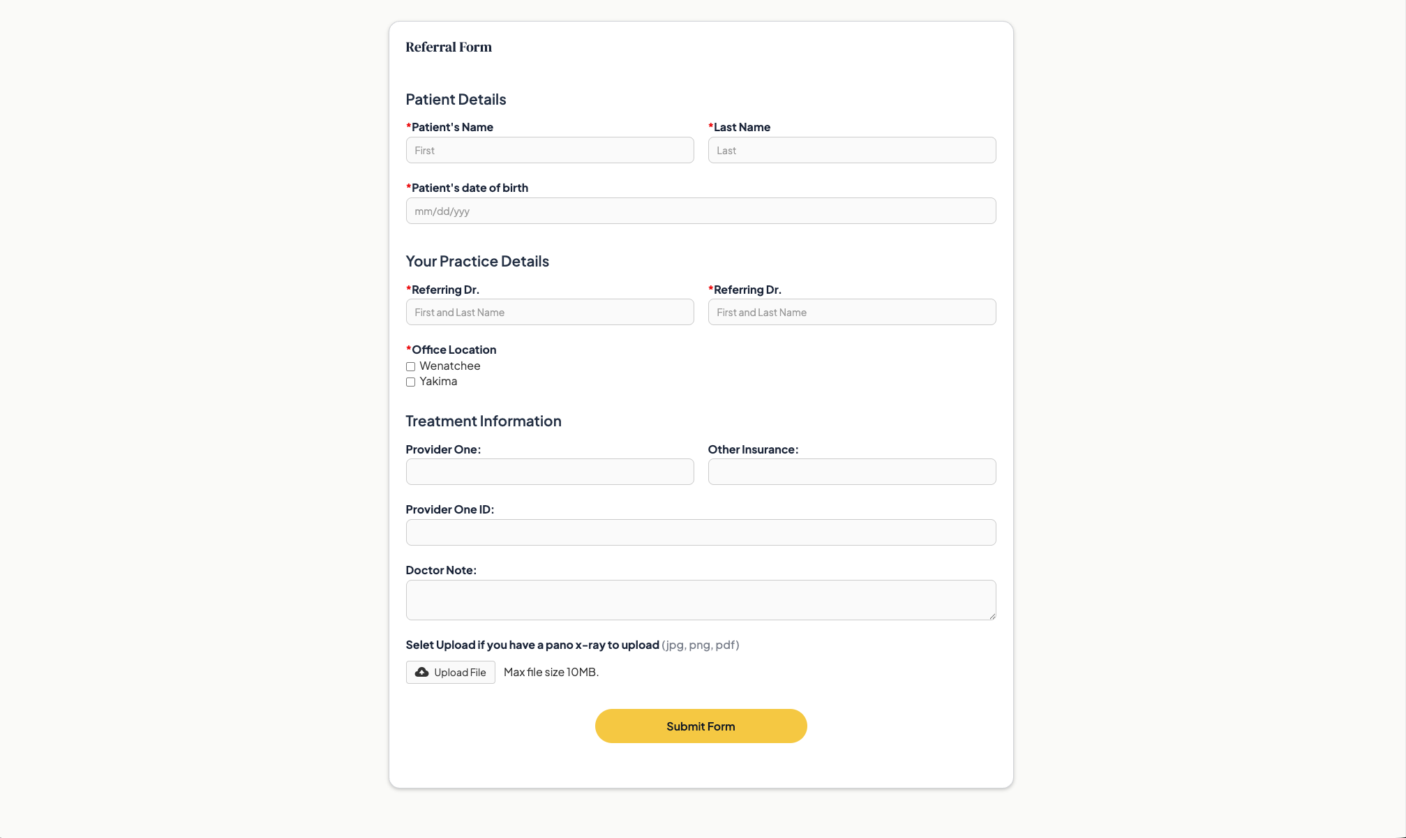 Dentist referral form